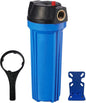 Geekpure 10-Inch Whole House Slim Water Filter Housing for 2.5" x 10" Filter - 3/4" NPT Brass Port - with Air Relief Valve-Blue (1)