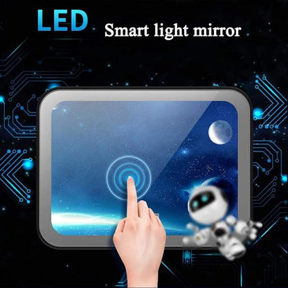 Bathroom Mirror with LED Light and Demister Pad Wall Mounted Mirror Makeup Shaving Mirror Smart Touch Switch (White 600 * 800mm)