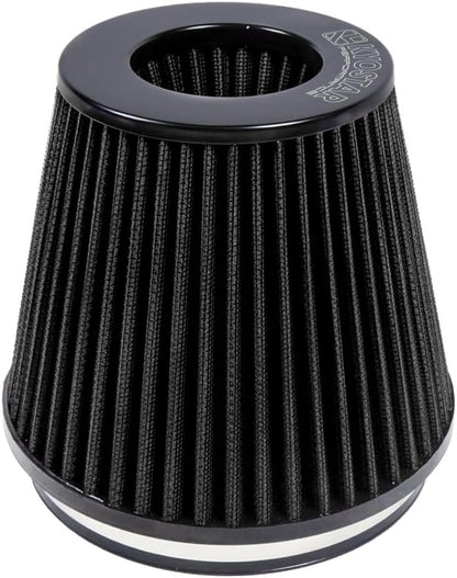 Universal 6" 152mm igh-Flow Air Filter, Reusable Cone Cold Air Intake, High Performance, Washable, Clamp-On Car High Flow Air Kit, Flange Diameter: 6 Inch, Filter Height: 7 Inch, Red