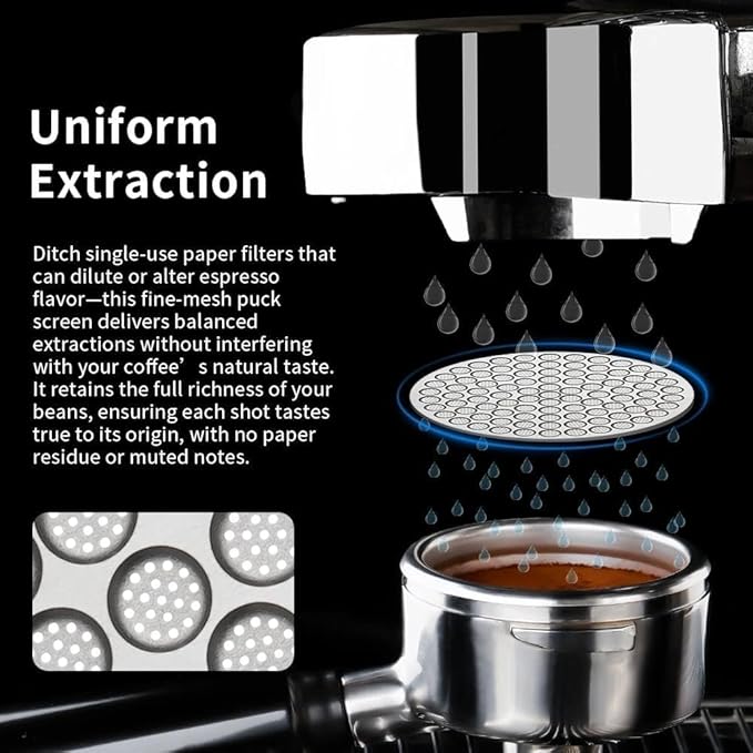 watchget 51mm Espresso Puck Screen Reusable Mesh Coffee Filter 0.8mm Thickness Puck Screen Stainless Steel Lower Shower Screen for 51mm Protafilter Basket