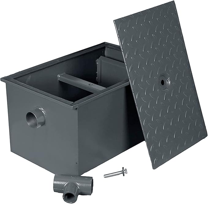 20 LB Carbon Steel Grease Trap Interceptor for Restaurant Under Sink Kitchen | 10 GPM | PDI Certified