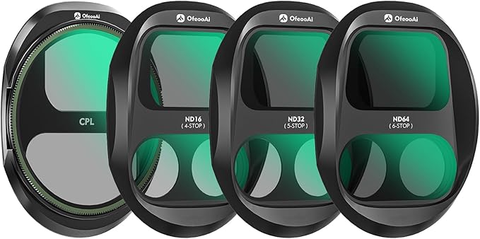 4-Pack Filter Kit for DJI Mavic 4 Pro, Combo of CPL ND8 ND32 ND64 Lens, Polarizer & Neutral Density Filters for Anti-Glare & Exposure Control, Essential Drone Accessories