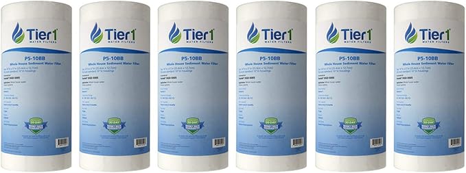 Tier1 5 Micron 10 x 4.5 Water Filter | Spun Wound Polypropylene Whole House Water Filter Cartridge | Replacement for Pentek DGD-5005, WDGD-5005, 155357-43 | 4.5 x 10 Water Filter (6-Pack)