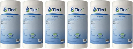 Tier1 5 Micron 10 x 4.5 Water Filter | Spun Wound Polypropylene Whole House Water Filter Cartridge | Replacement for Pentek DGD-5005, WDGD-5005, 155357-43 | 4.5 x 10 Water Filter (6-Pack)