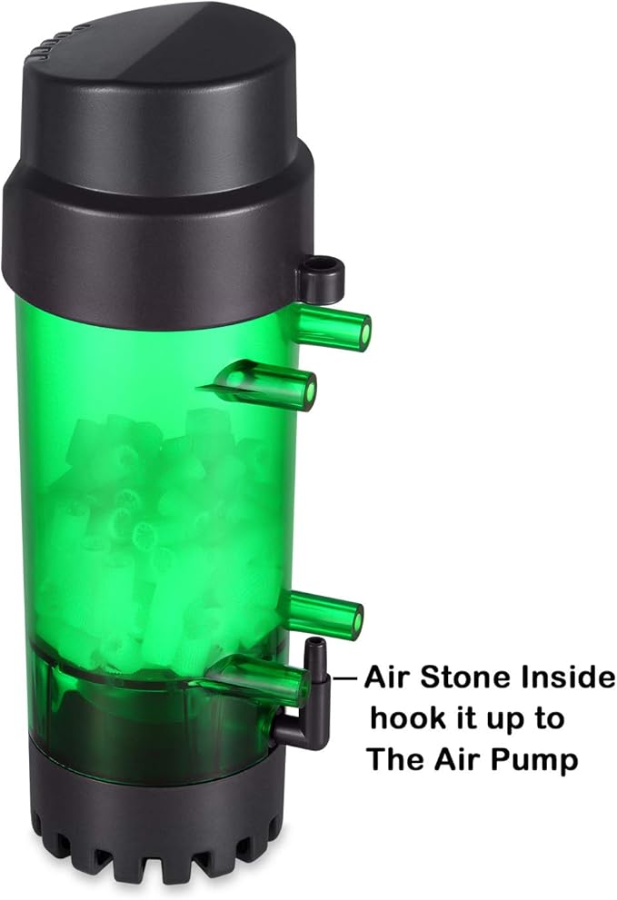 Fluidized Moving Bed Filter Bubble Bio Media Reactor for Aquarium Fish Tank with Air Stone and Sponge Filter