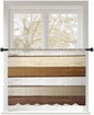 Sheer Curtains 45 Inch Length, Vintage Geometric Brown Semi Sheer Curtains Light Filtering Window Treatment, Farmhouse Country Chic Wood Grain Privacy Voile Drapes for Living Room Bedroom 52x45 Inch