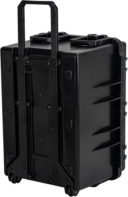 MEIJIA Portable All Weather Waterproof Camera Case,Customizable Fit Foam with Rolling Wheels and Retractable Pull Handle,33.25"X24.4"X19.3"