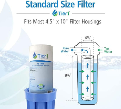 Tier1 5 Micron 10 x 4.5 Water Filter | Spun Wound Polypropylene Whole House Water Filter Cartridge | Replacement for Pentek DGD-5005, WDGD-5005, 155357-43 | 4.5 x 10 Water Filter (16-Pack)