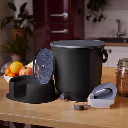 Indoor Compost Bins Compost Bucket Indoor Bokashi Composting System - Kitchen Compost Buckets with Faucet and Air Tight Seal Lid ,Practical Way to Collect All Your Organic Waste, with 1.1lbs of Compos