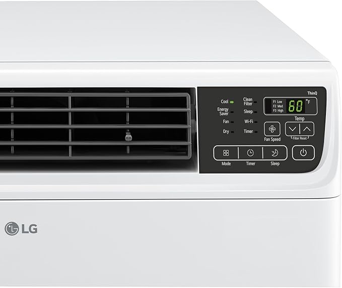 LG 14000 BTU Window Air Conditioner Energy Saving Dual Inverter Remote Control WiFi Enabled Works w/LG ThinQ, Alexa Washable Filer Ultra-Quiet Cools 700 Sq.Ft. for Large Room AC Unit White LW1522FVSM