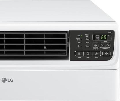 LG 14000 BTU Window Air Conditioner Energy Saving Dual Inverter Remote Control WiFi Enabled Works w/LG ThinQ, Alexa Washable Filer Ultra-Quiet Cools 700 Sq.Ft. for Large Room AC Unit White LW1522FVSM