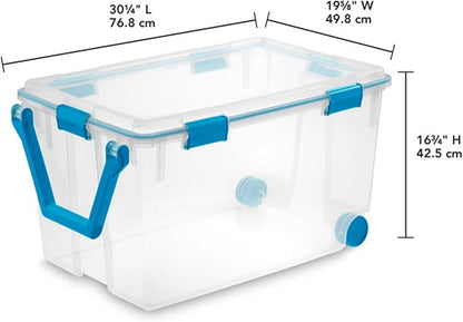 Sterilite 6-Pack Gasket Box, Weather-Resistant Storage Bins with Latching Lids, 120 Quart - Heavy-Duty Organizing Containers for Closet, Bathroom, and Office