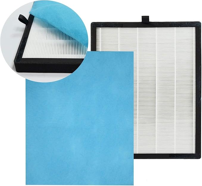 KVV H13 True HEPA Air Filter, 4-Stage Air Purifier Filter with Activated Carbon, For Large Room Filter Pollen Smoke Dust Pet Dander, Compatible with KVV Air Purifier