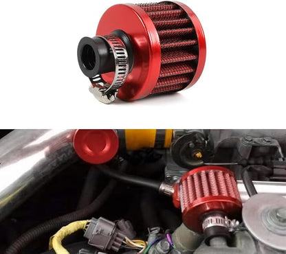 MUGE RACING 2Pcs Air Filter Cold Air Intake Filter Breather 12mm Valve Cover Breather Filter For Car and Motorcycle(Red)