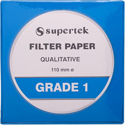 Supertek Filter Paper, Qualitative, Grade 1, 110 mm (Diameter) Pack of 100 Sheets