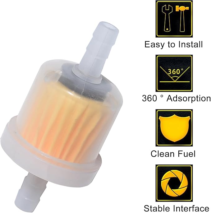 Universal 1/4 Inch Gas Inline Fuel Filters with magnet for Kohler, Kawasaki, John Deere, Birggs, Stratton Small Engine Gasoline Generator Lawn Mower Motorcycle（10pcs）