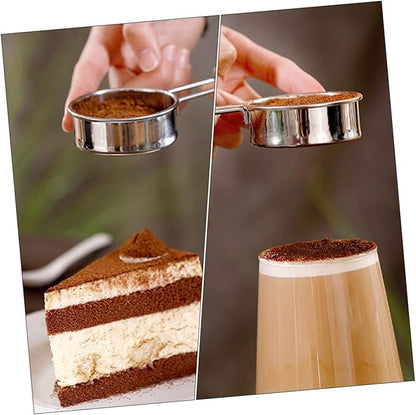 Luxshiny 2pcs Stainless Steel Flour Sieve with Hanging Ear Portable Rust Handheld Strainer for Baking Powdered Sugar Cocoa Almond Powder Kitchen Utensil for Home and Restaurant Use