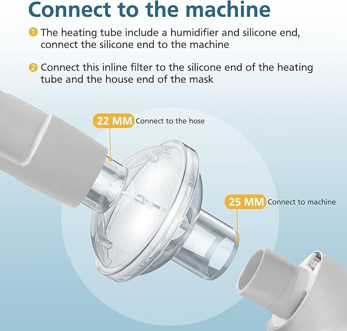 9-pack CPAP Inline Filter, Universal Inline CPAP Filter Compatible with BiPAP Machines ResMed,Dreamstation Standard, Any CACP Machine Size 22mm and 25mm Tube