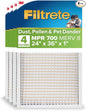 Filtrete 24x36x1 AC Furnace Air Filter, MERV 8, MPR 700, Tough on Pollen, Easy on Airflow, 3-Month Pleated 1-Inch Electrostatic Air Cleaning Filter, 4-Pack (Actual Size 23.81 x 35.81 x 0.65 in)