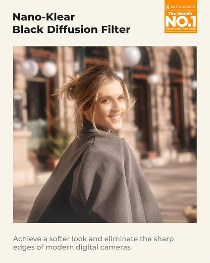 K&F CONCEPT 58mm Black Diffusion 1/2 Filter Mist Cinematic Effect Filter with 18 Multi-Layer Coatings for Video/Vlog/Portrait Photography (K-Series)