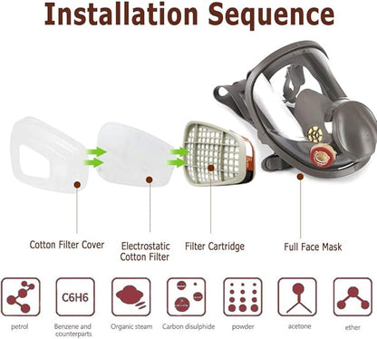 Full Face Respirаtor Reusable, Organic Vapor Respirаtor Compatible with Particulate Filter, Protection for Painting, Machine Polishing, Welding, Same as 6000 6800 7800 FF-400 V-Series