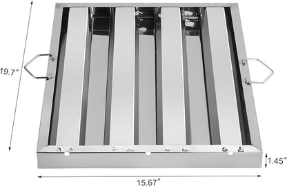 New Star Foodservice 54316 Stainless Steel Hood Filter, 16" W x 20" H
