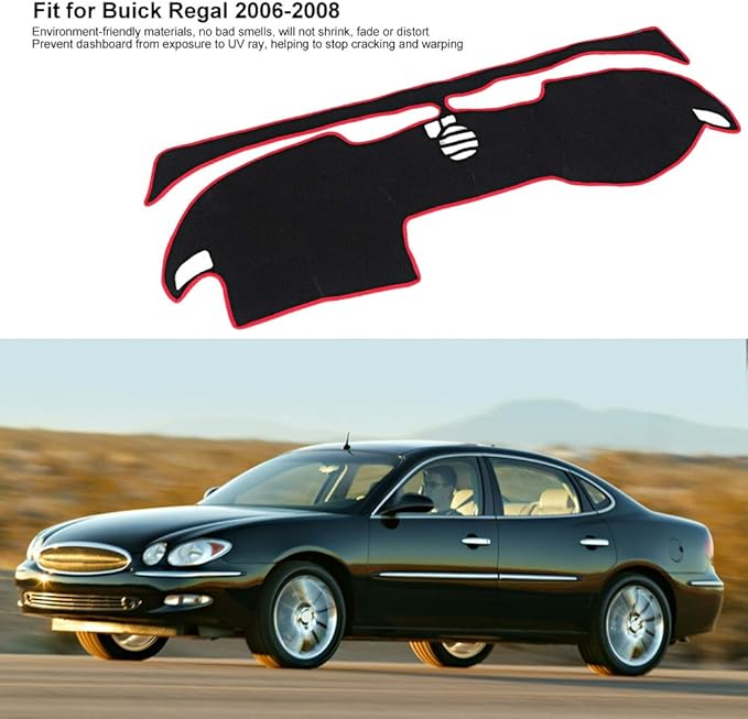 Car Dashboard Cover Anti Dash Mat Pad, Premium Polyester Sun Shade Protector, Custom Fit for Regal 2006-2008, with Large Vent Cut - Outs for Demister Airflow