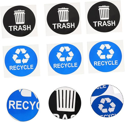 8pcs Garbage Can Stickers Waste Sorting Decals Recycling Bin Sticker Kitchen Trashcan Decals PVC Material
