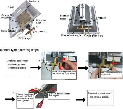 Chick Gas Brooder Heater,Chicken Coop Heater,Manual Infrared Ceramics Catalytic Heating Incubation Equipment for Poultry Coop Duck Piglet House