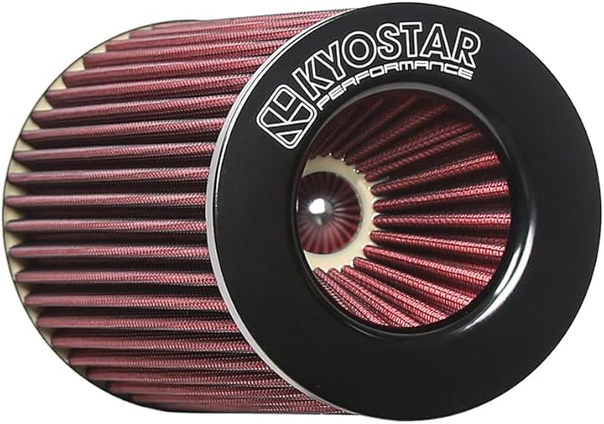 Universal 3/3.5/4" (75/89/100mm) High-Flow Air Filter, Reusable Cone Cold Air Intake, High Performance, Clamp-On Car High Flow Air Kit, Flange Diameter: 3/3.5/4 Inch, Height: 10 Inch, RED