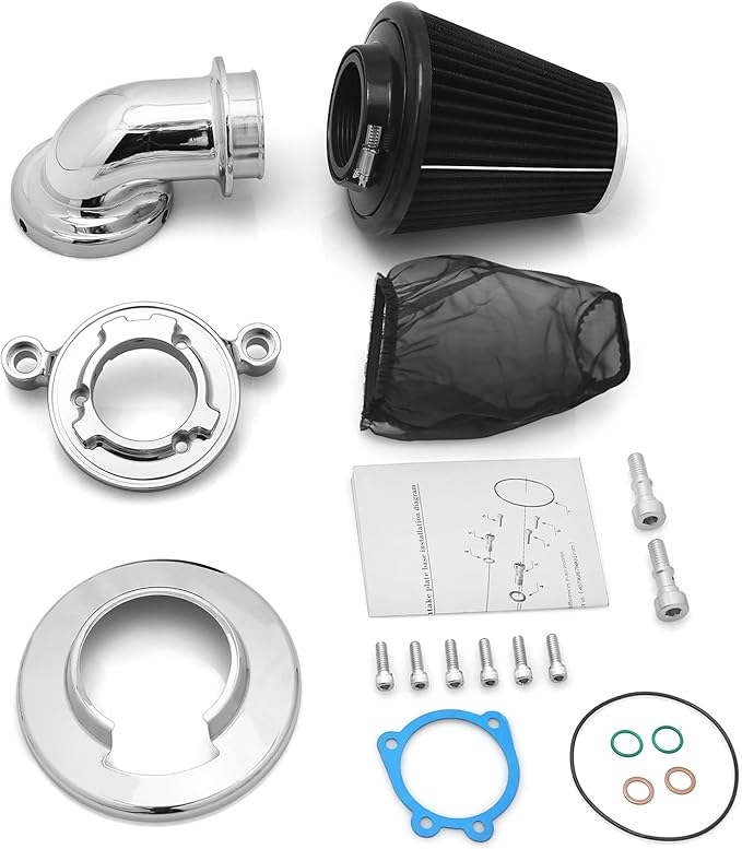 Big Sucker cone Air filter intake for harley air Cleaner Sportster Softail fatboy heritage dyna touring street road king Glide (Nake - Chromed, Type A : For Sportster XL models)