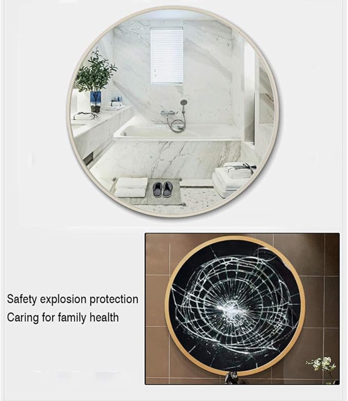 Round LED Bathroom Mirror Demister Pad IP44 Vanity Large Mirror Cold Light Dressing Wall Mirror (Color : Cold Light Size : 60cm) (White 80cm)