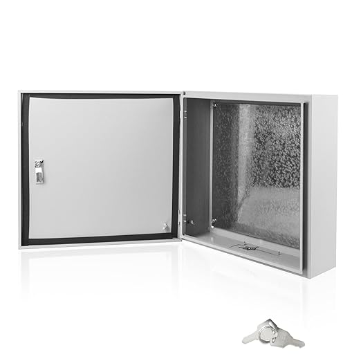 Electrical Box 20 x 20 x 6 Inch Indoor Outdoor Electrical Enclosure Box Steel Junction Box Wall Mounted Universal Electrical Project Box with Safety Locks and Mounting Plates