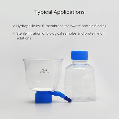 Pack of 18 Diposable Bottle Top Filter 500mL 0.2μm PVDF Hydrophilic Membrane