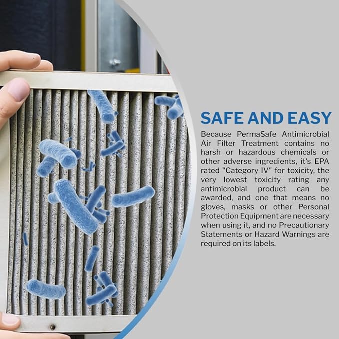 PermaSafe HVAC Solutions, Antimicrobial Air Filter Treatment, Odor Inhibitor, and Indoor Air Quality Enhancer & Protectant