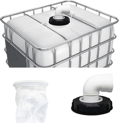samou IBC Lid Filter 165 mm 90° Ton Barrel Cover with Nylon Washable IBC Tank Lid Filter for mounting on IBC Container Rainwater Tank IBC 1000 Liters DN150 (90° Angle)