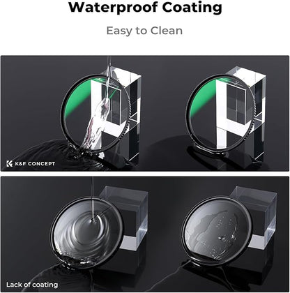 K&F CONCEPT 52mm CPL MCUV ND1000 Lens Filter 2 Lens Caps Kits Waterproof Polarizing + UV Protection + Fixed Neutral Density Camera Lens Filter with 24 Layer Coatings