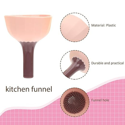 Veemoon 4-pcs Mini Kitchen Funnels with Strainer, Food Grade Liquid and Powder Funnels for Oil, Juice, and Solid Transfer, Portable Narrow Neck Set for Cooking and Bartending