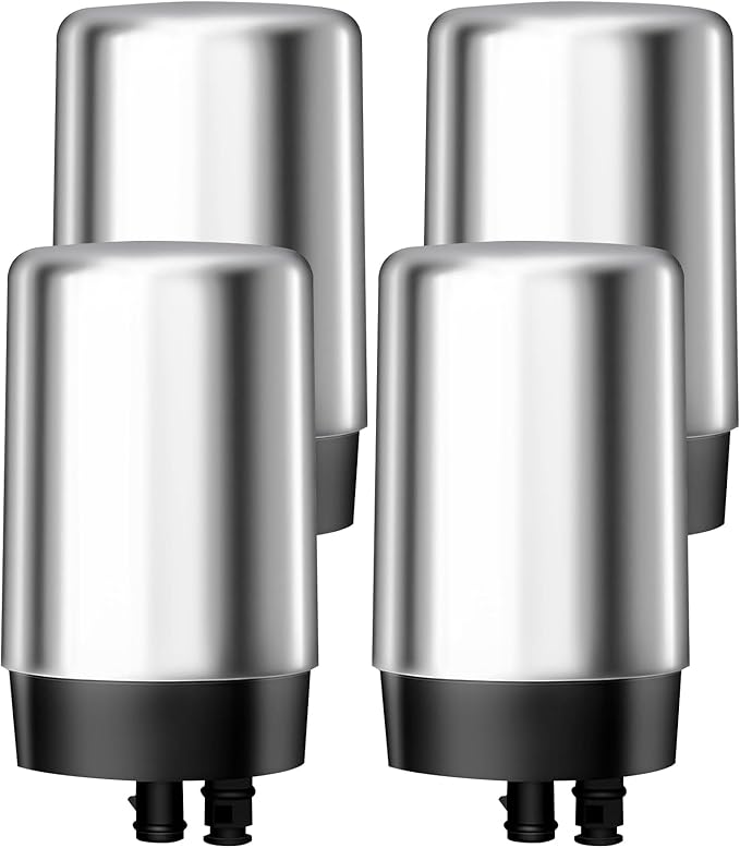 AQUA CREST Faucet Water Filter, Replacement for Brita® Filter, Brita® 36311 On Tap Water Filtration System, FR-200, FF-100, 100 Gallons, Chrome (4 Packs)