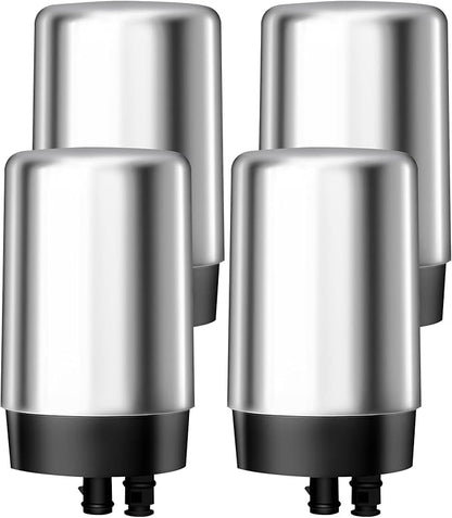 AQUA CREST Faucet Water Filter, Replacement for Brita® Filter, Brita® 36311 On Tap Water Filtration System, FR-200, FF-100, 100 Gallons, Chrome (4 Packs)