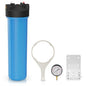 Max Water 20" x 4.5" Whole House Water Filter Housing (WHB20), 20" Sediment Carbon Filter Universal Housing (DB20P), Big Filter Blue Pre-Filtration System for Well Water, 1" NPT Port, Pressure Release