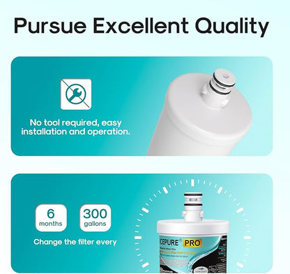 ICEPURE PRO 5231JA2002A NSF401&473&53&42 Certified Refrigerator Water Filter Replacement for LG LT500P, GEN11042FR-08, ADQ72910911, ADQ72910901, ADQ72910907, Kenmore 9890, 469890, LFX25974ST, 3PACK
