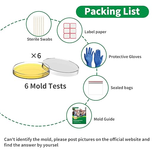 Mold Test Kit for Home - 1 Simple Mold Test kit,Test HVAC System,Surfaces & Indoor Air Quality,DIY Mold Detector at Home,Includes Detailed Mold Identification Guide,air Tester