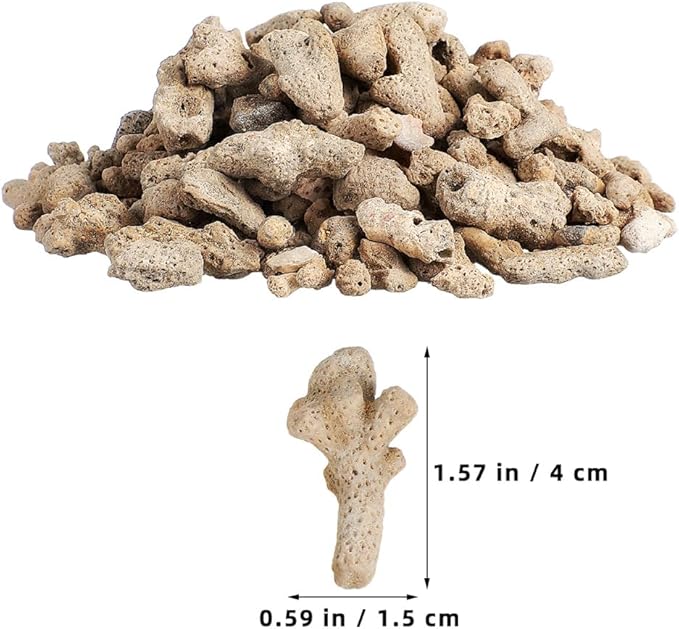 Veemoon Aquarium Coral Filter Fish Tank Natural Crushed Coral Media Substrate Bio Ceramic Aquarium Filtration Media for Freshwater Saltwater Pond Tank Reusable Filter Raise Ph with Bags (1.1lb/500g)