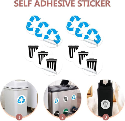 DOITOOL 12pcs Trash Can Recycling Stickers PVC Waste Sorting Decals Removable Self-Adhesive Encourage for Home Office