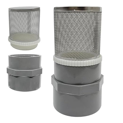 1" Stainless Steel Filter Cover Connected to 1 inch/DN25 Grey PVC Filter Water Pipe, Vent Cap Suction Strainers Used to Remove Debris and Reduce Solid Entry(1pcs)