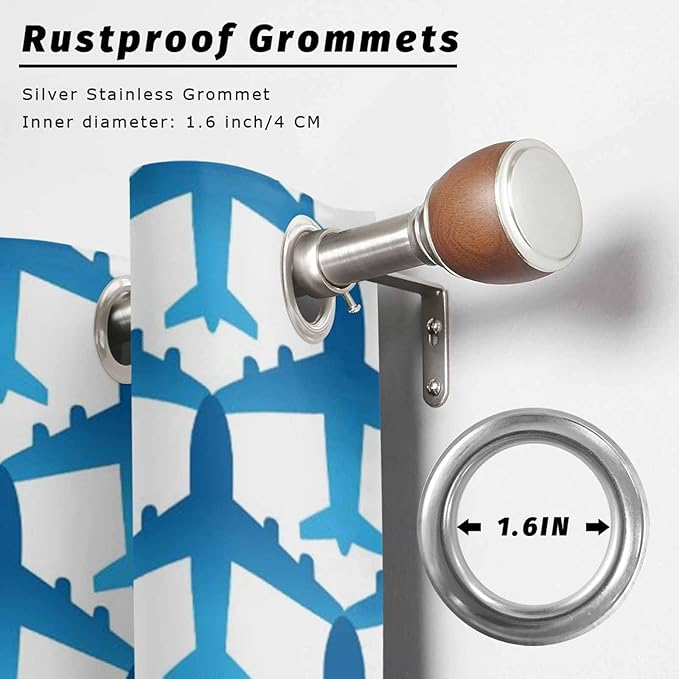 Outdoor Curtains for Patio Waterproof Weatherproof Blue Aircraft Porch Curtains for Outside Modern Abstract Art Gradient Airplane Grommet Privacy Drapes for Pergola Gazebo Cabana, 1 Panel,54W"x95"L