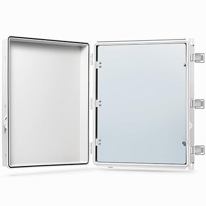QILIPSU Waterproof Junction Box IP67 Outdoor Plastic Electrical Project Enclosure Weatherproof with Inner Door, Mounting Plate, Wall Brackets, Hinged Grey Cover 20"x16.1"x7.9" -D