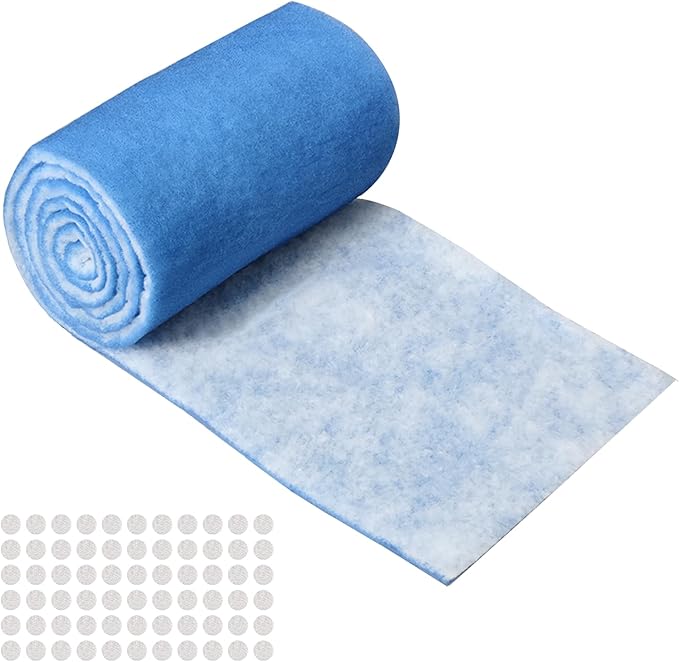 Air Vent Filters Roll, 12" x 90" Cut to Size Air Filters with 66PCS Hook&Loop Fasteners(35+ Filters), MERV 8 Triple Filtration Vent Filter Material for Home Floor, Ceiling, HVAC, Grilles (12x90 inch)