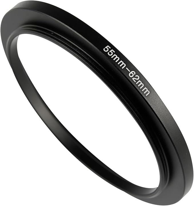 55-62mm Metal Step-Up/Down Ring Adapter Compatible with Mirrorless Cameras DSLR Lens, UV CPL ND Filter Thread Converter, Black